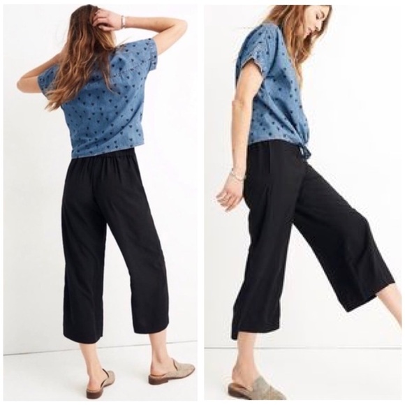 MADEWELL Huston Wide Leg Cropped Crepe Pants In Black Size XS Style#L0297 - Picture 8 of 8